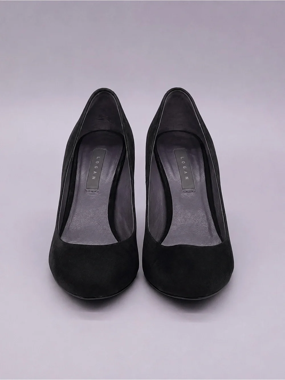 LOGAN Black Suede Wedge Round Toe  Pumps